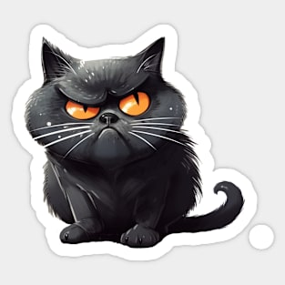 Funny Black Cat, Annoyed looking Cat Sticker